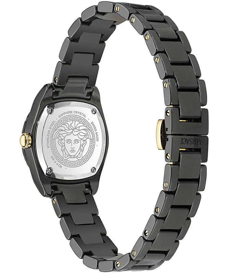 Versace Women's DV One Mini Analog Solid Black Toned Ceramic Bracelet Watch