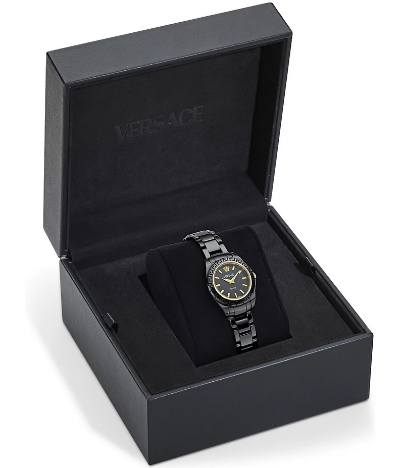 Versace Women's DV One Mini Analog Solid Black Toned Ceramic Bracelet Watch