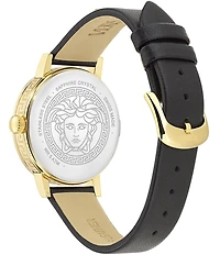 Versace Women's Greca Fortuna Analog Black Leather Strap Watch