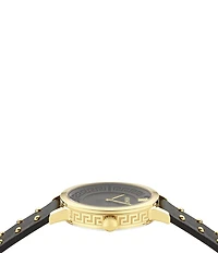 Versace Women's Greca Fortuna Analog Black Leather Strap Watch