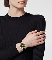 Versace Women's Greca Fortuna Analog Black Leather Strap Watch