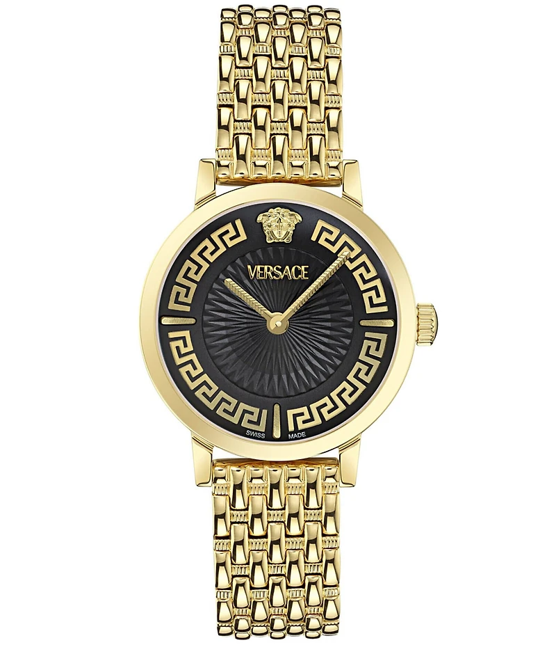 Versace Women's Greca Fortuna Analog Gold Tone Stainless Bracelet Watch