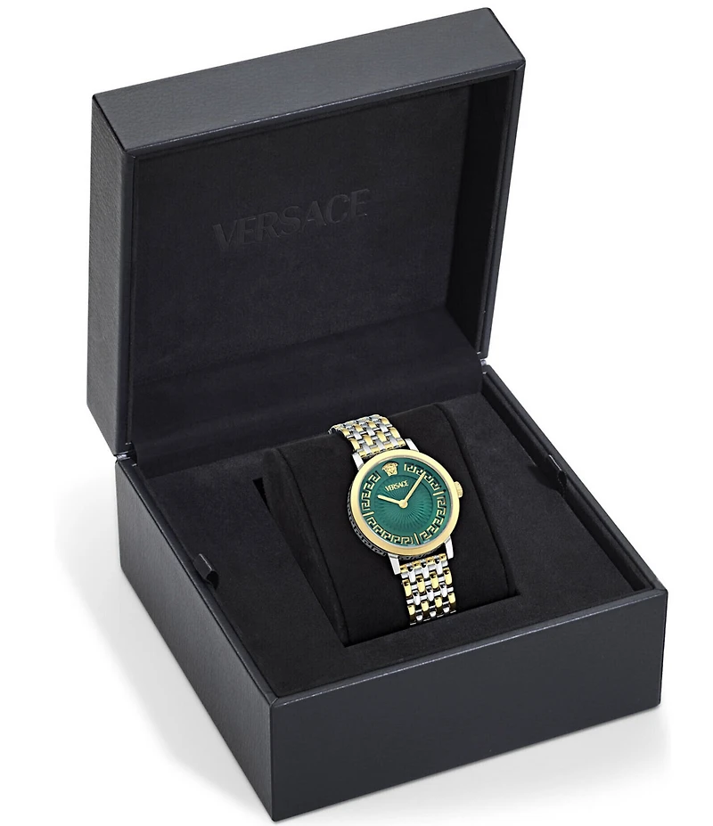Versace Women's Greca Fortuna Analog Two Tone Stainless Bracelet Watch