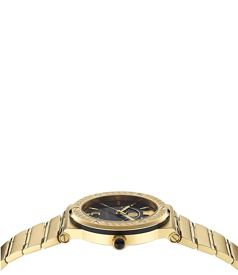 Versace Women's Greca Logo Moonphase Quartz Mechanical Automatic Gold Stainless Steel Bracelet Watch