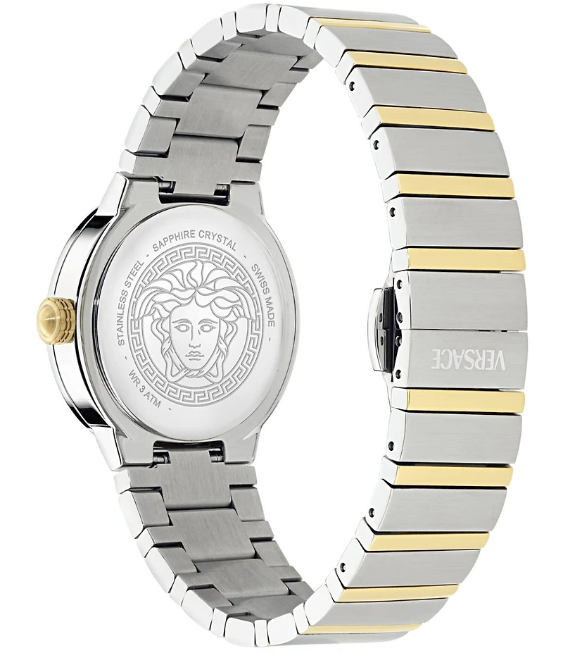 Versace Women's Greca Logo Quartz Analog Two Tone Stainless Steel Bracelet Watch