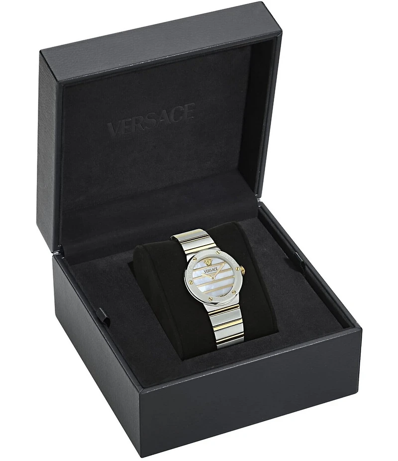 Versace Women's Greca Logo Quartz Analog Two Tone Stainless Steel Bracelet Watch