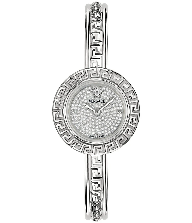 Versace Women's Greca Pendant Diamond Quartz Analog Stainless Steel Bracelet Watch