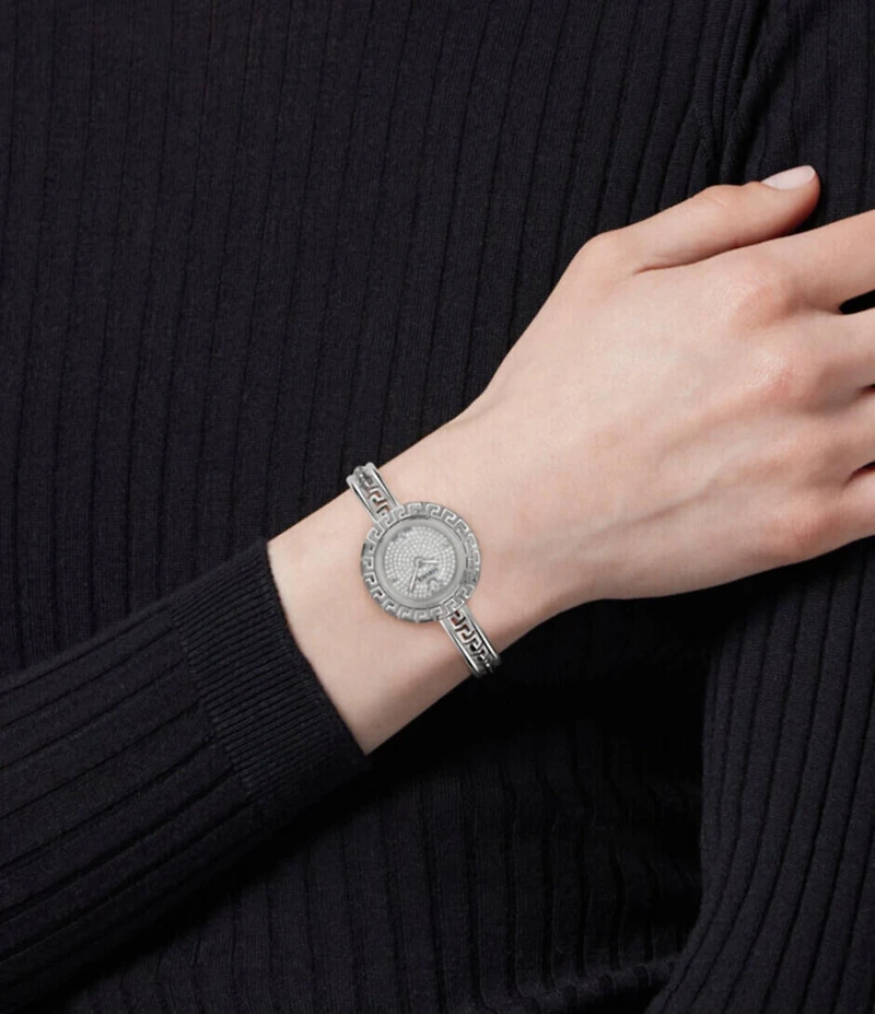Versace Women's Greca Pendant Diamond Quartz Analog Stainless Steel Bracelet Watch