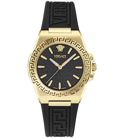 Versace Women's Greca Reaction Analog Black Strap Watch