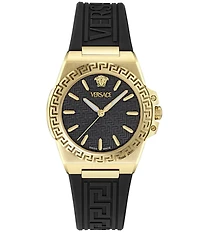 Versace Women's Greca Reaction Analog Black Strap Watch