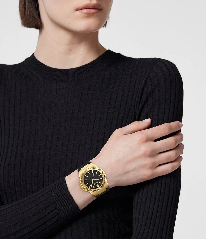 Versace Women's Greca Reaction Analog Black Strap Watch