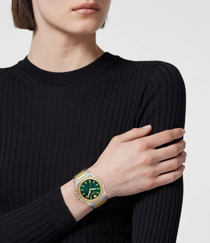 Versace Women's Greca Reaction Analog Two Tone Stainless Steel Bracelet Watch