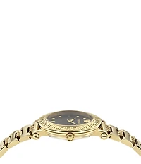 Versace Women's Greca Sphere Analog Gold Tone Black Dial Stainless Steel Bracelet Watch