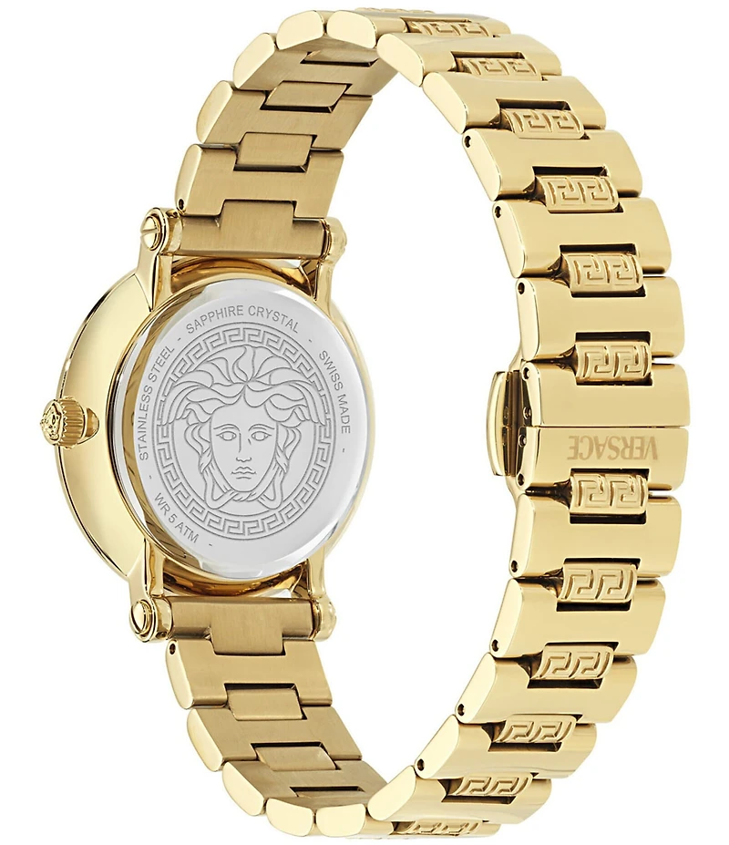 Versace Women's Greca Sphere Analog Gold Tone Black Dial Stainless Steel Bracelet Watch