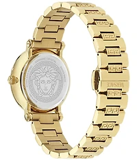 Versace Women's Greca Sphere Analog Gold Tone Black Dial Stainless Steel Bracelet Watch