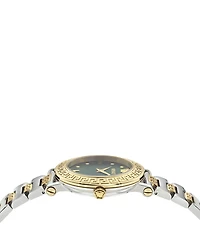 Versace Women's Greca Sphere Analog Royal Green Dial Two Tone Stainless Steel Bracelet Watch