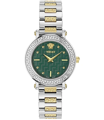 Versace Women's Greca Sphere Petite Quartz Analog Two Tone Stainless Steel Bracelet Watch