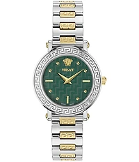 Versace Women's Greca Sphere Petite Quartz Analog Two Tone Stainless Steel Bracelet Watch