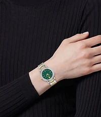 Versace Women's Greca Sphere Petite Quartz Analog Two Tone Stainless Steel Bracelet Watch