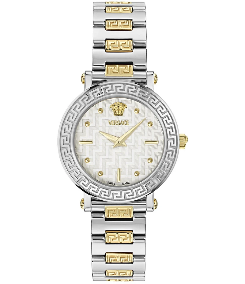 Versace Women's Greca Sphere Petite Quartz Analog Two Tone Stainless Steel Bracelet Watch