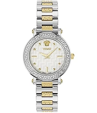 Versace Women's Greca Sphere Petite Quartz Analog Two Tone Stainless Steel Bracelet Watch