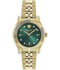 Versace Women's Greca Time Diamond Quartz Analog Gold Tone Stainless Steel Bracelet Watch