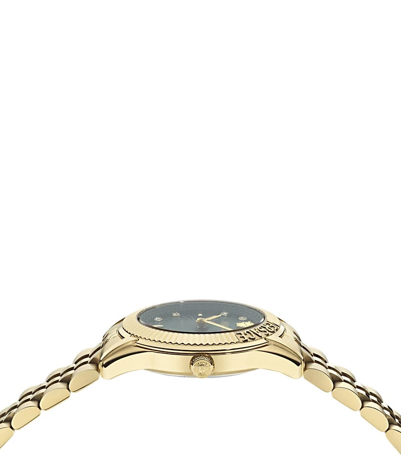 Versace Women's Greca Time Diamond Quartz Analog Gold Tone Stainless Steel Bracelet Watch