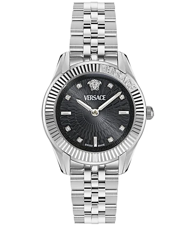 Versace Women's Greca Time Diamond Quartz Analog Stainless Steel Bracelet Watch