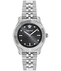 Versace Women's Greca Time Diamond Quartz Analog Stainless Steel Bracelet Watch