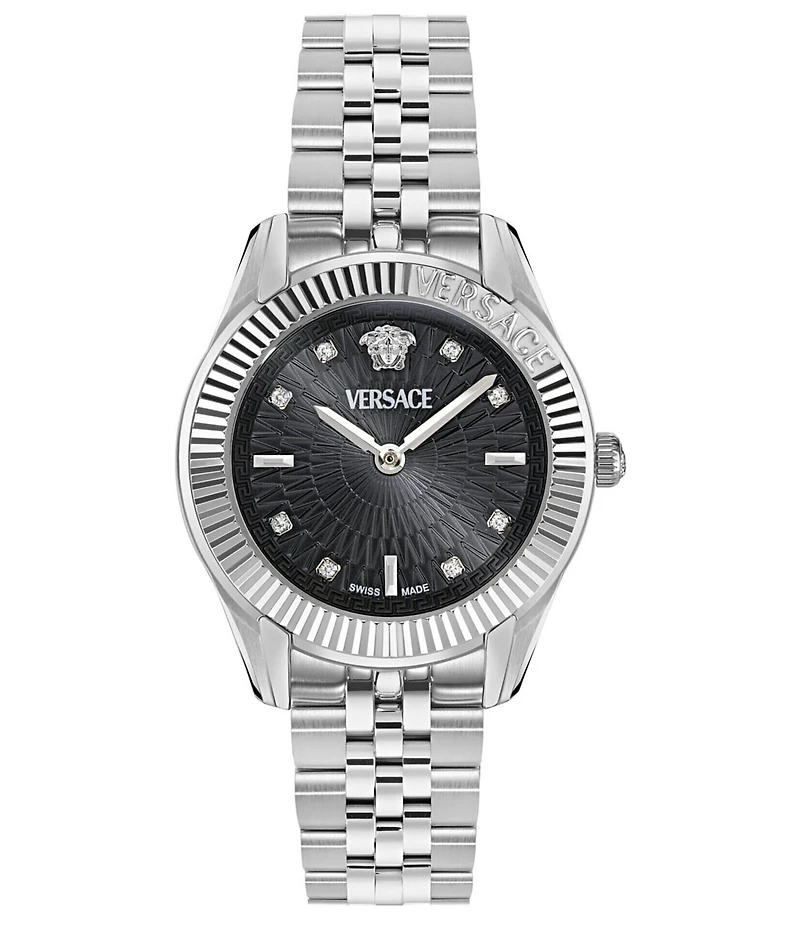 Versace Women's Greca Time Diamond Quartz Analog Stainless Steel Bracelet Watch