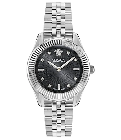 Versace Women's Greca Time Diamond Quartz Analog Stainless Steel Bracelet Watch