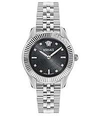 Versace Women's Greca Time Diamond Quartz Analog Stainless Steel Bracelet Watch