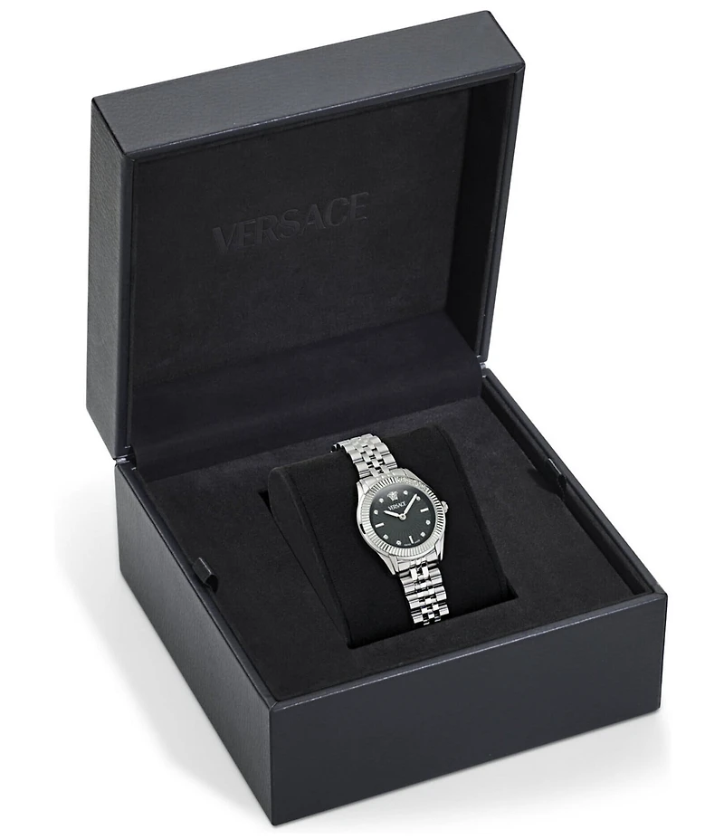 Versace Women's Greca Time Diamond Quartz Analog Stainless Steel Bracelet Watch