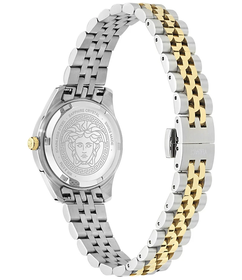 Versace Women's Greca Time Diamond Quartz Analog Two Tone Stainless Steel Bracelet Watch