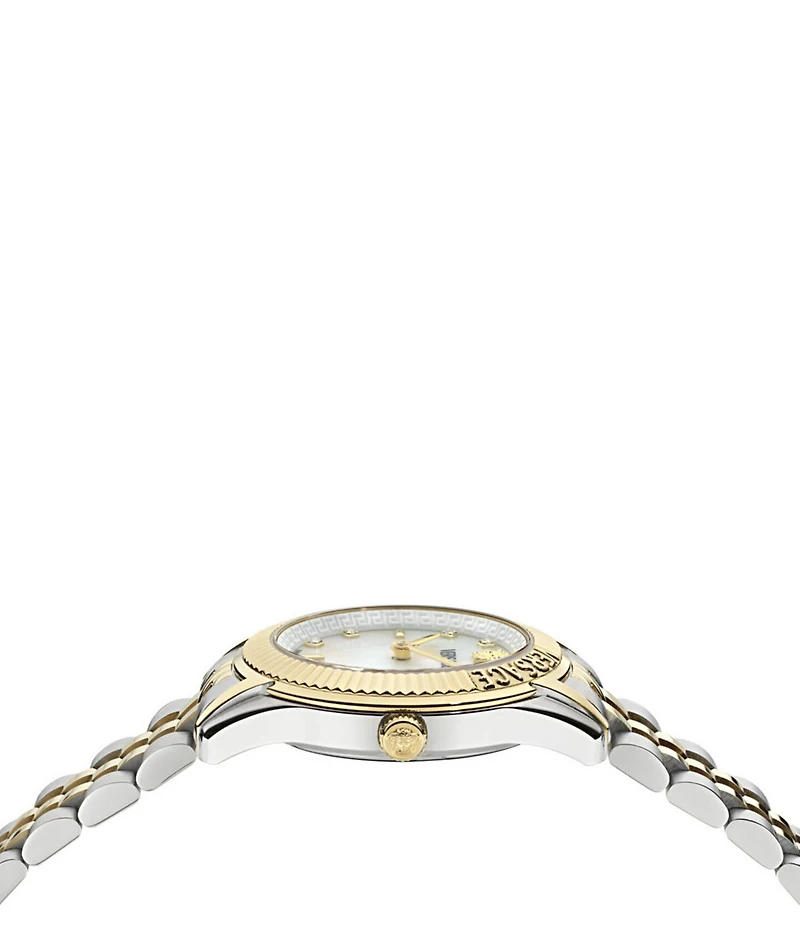 Versace Women's Greca Time Diamond Quartz Analog Two Tone Stainless Steel Bracelet Watch