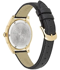 Versace Women's Greca Time Quartz Analog Black Leather Strap Watch