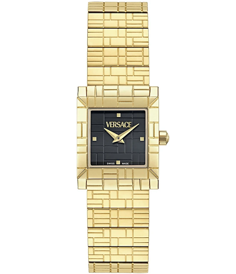 Versace Women's Mosaic Embossed Analog Gold Tone Stainless Steel Bracelet Watch