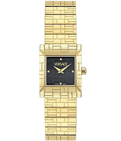 Versace Women's Mosaic Embossed Analog Gold Tone Stainless Steel Bracelet Watch