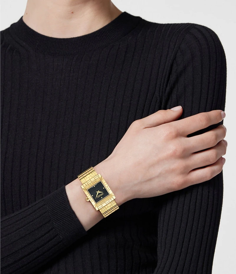 Versace Women's Mosaic Embossed Analog Gold Tone Stainless Steel Bracelet Watch