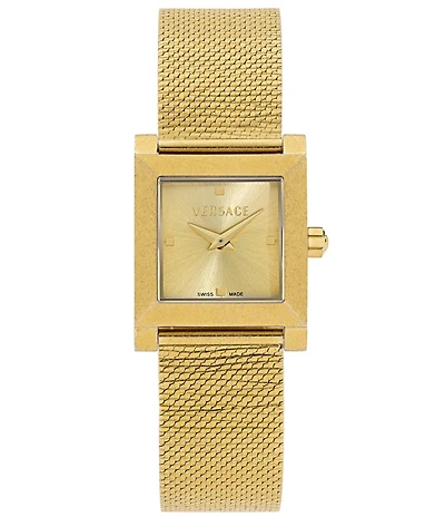 Versace Women's Mosaic Quartz Two Hand Gold Stainless Steel Mesh Bracelet Watch