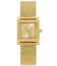 Versace Women's Mosaic Quartz Two Hand Gold Stainless Steel Mesh Bracelet Watch