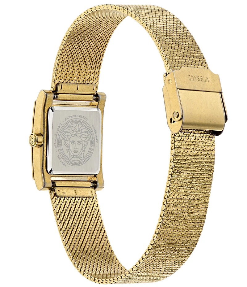 Versace Women's Mosaic Quartz Two Hand Gold Stainless Steel Mesh Bracelet Watch
