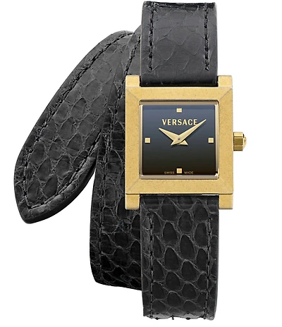 Versace Women's Mosaic Quartz Two Hand Leather Strap Watch