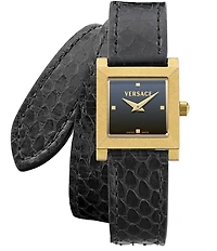 Versace Women's Mosaic Quartz Two Hand Leather Strap Watch