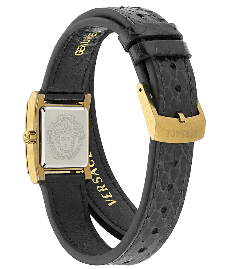 Versace Women's Mosaic Quartz Two Hand Leather Strap Watch