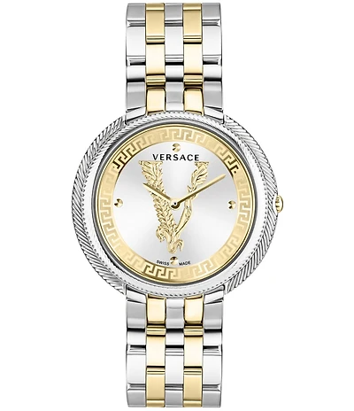 Versace Women's Thea Quartz Analog Two Tone Stainless Steel Bracelet Watch