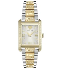 Versace Women's Tonneau Quartz Analog Two Tone Stainless Steel Bracelet Watch