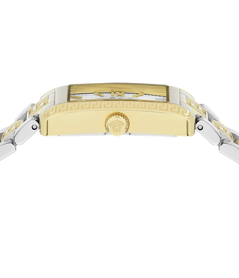 Versace Women's Tonneau Quartz Analog Two Tone Stainless Steel Bracelet Watch