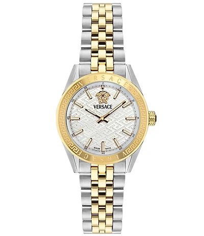 Versace Women's V-Code Quartz Analog Two Tone Stainless Steel Bracelet Watch