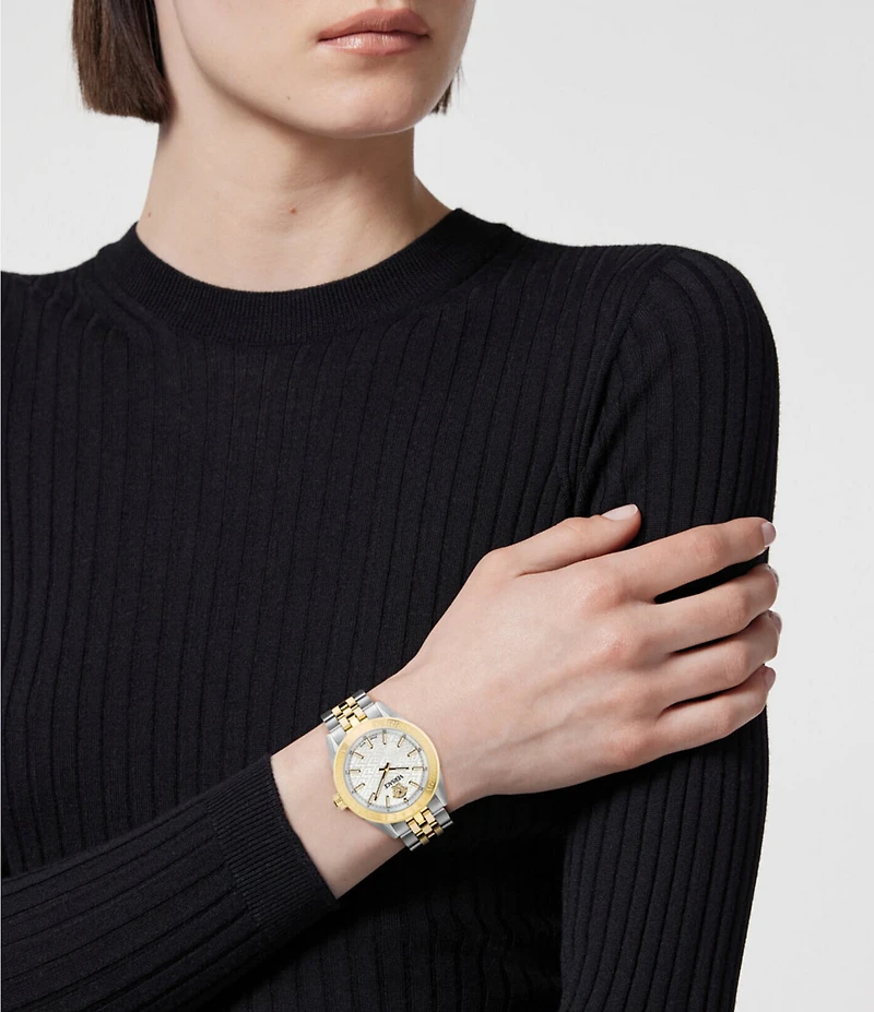 Versace Women's V-Code Quartz Analog Two Tone Stainless Steel Bracelet Watch